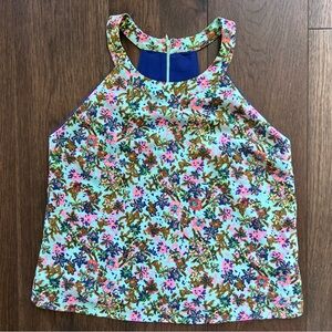 Under Skies Aqua Floral Halter Tank